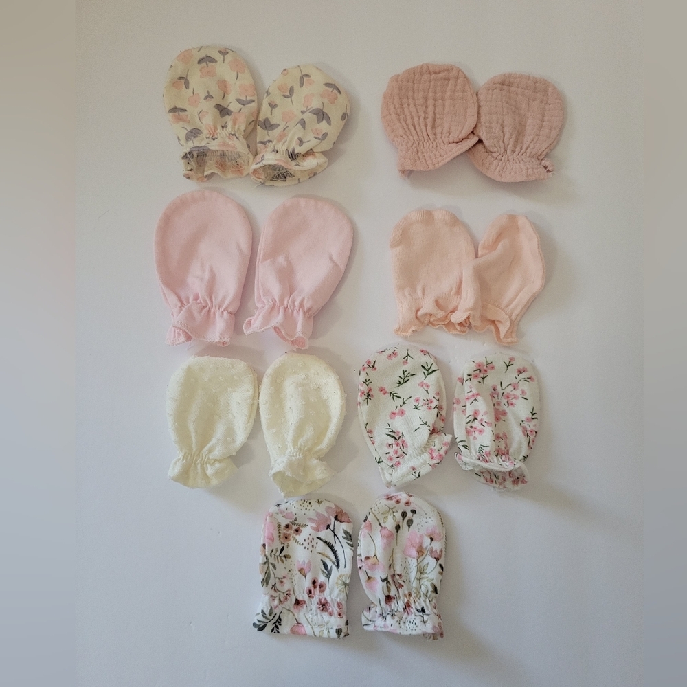 Adorable Infant Mittens Collection - Florals, Pink, Cream, and White
